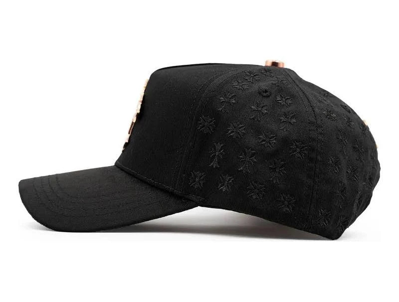 panel izquierdo de la gorra chrome rose gold de barbas hats