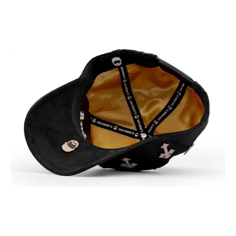 vista interior de la gorra b chrome 24k gold de barbas hats 
